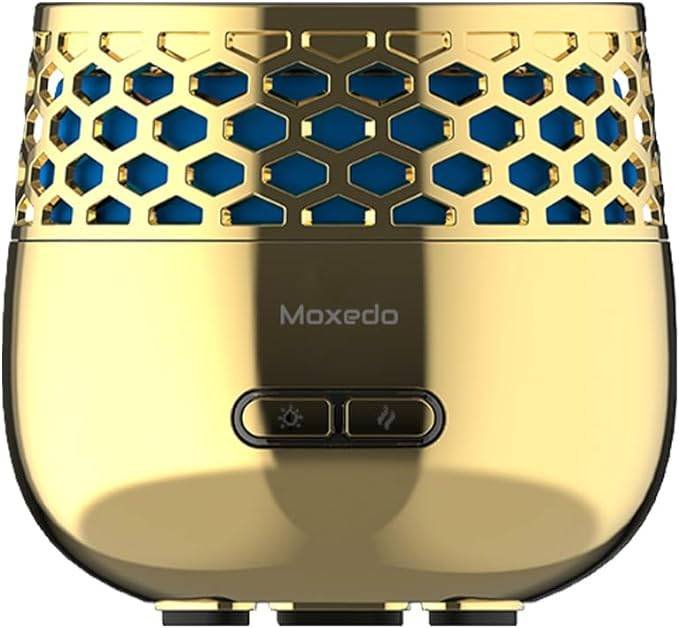 Moxedo Electric Incense Burner Portable Aroma Diffuser with 7 Colors LED Lights USB Rechargeable for Office and Home Décor (Gold)