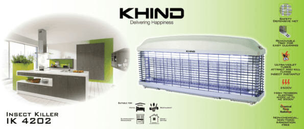 KHIND Brand From Malaysia Insect Killer/Bug Zappper IK4202 Plastic 2x20W UV Tube White Non Toxic, AC2500V Surge Voltage
