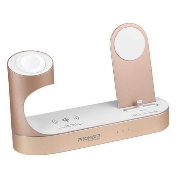 Promate All-in-1 Wireless Fast Charging Dock (PowerState) Gold