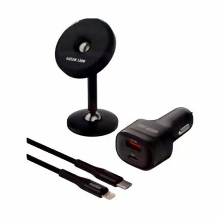 Green Lion 3 in 1 Combo ( Magnetic Car Holder / Car Charger 20W PD-QC / USB-C to Lightning Cable 1.2M 20W ) - Black