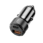 Porodo 50W Dual Port Car Charger PD 20W QC 30W with C to Lightning Cable - Black