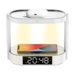 Porodo Bedside Lamp with Wireless Charger and Digital Clock - White