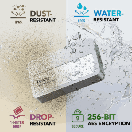 Lexar 1TB Professional Go USB 3.2 Gen 2 Portable SSD with Hub - SL400