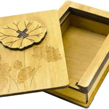 Wooden Labyrinth Puzzle Box – Brain Teaser with Secret Compartment | Unique Gift & Mind Challenge – Lotus