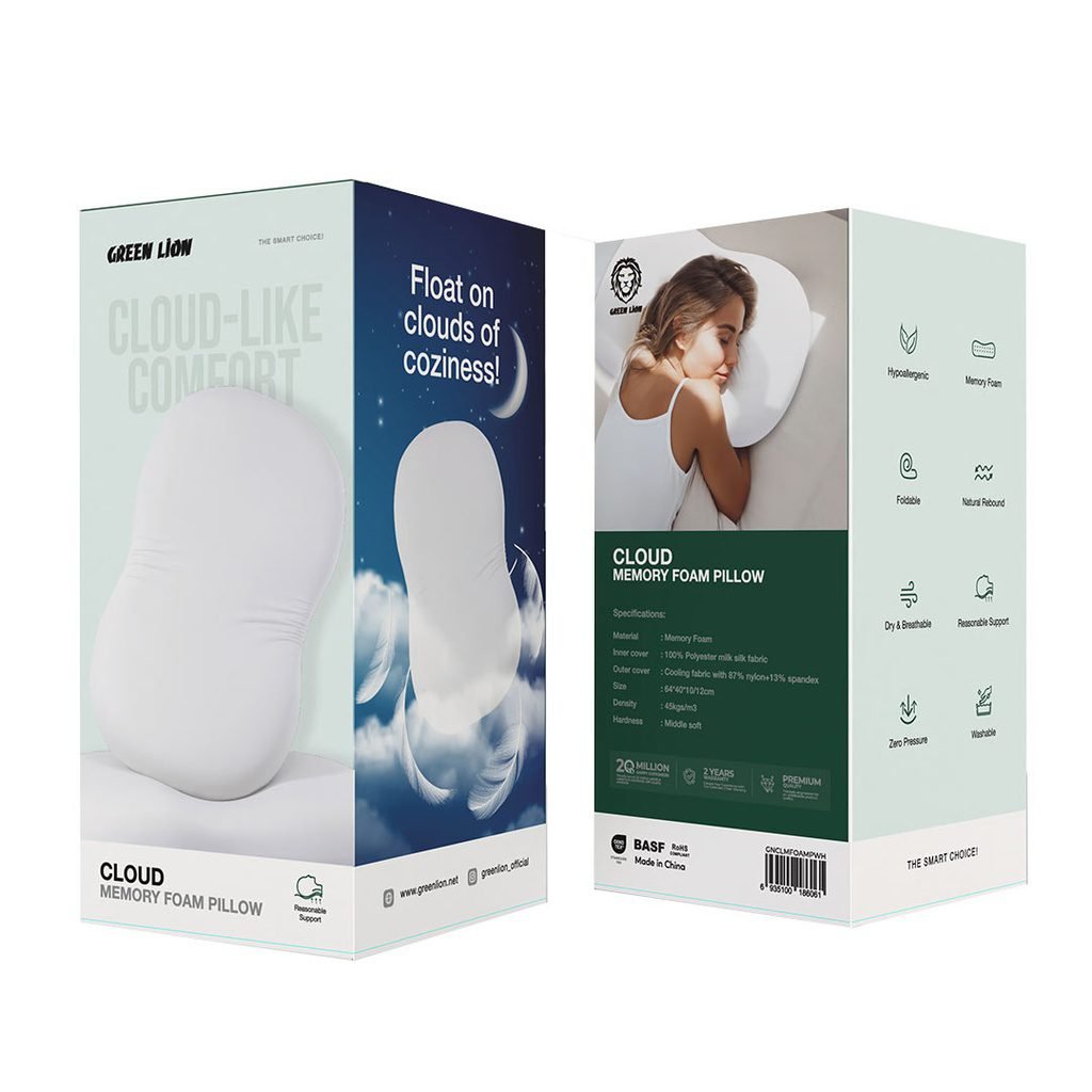 Green Lion Cloud Memory Foam Pillow - White - Image 2