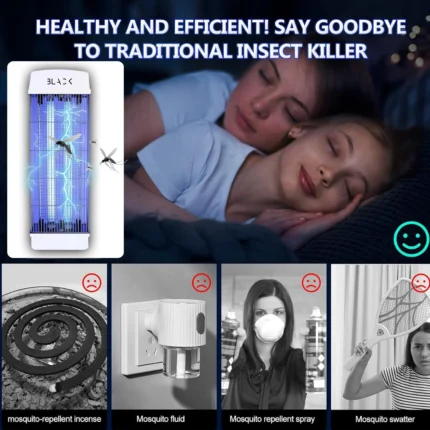 Powerful 3800V Mosquito Killer Trap – Dual 20W UV Bug Zapper for Indoor & Outdoor Insect Control - white