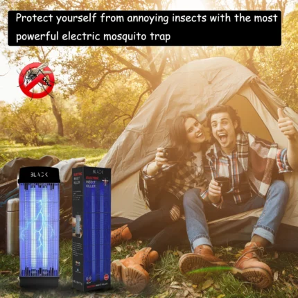Powerful 3800V Mosquito Killer Trap – Dual 20W UV Bug Zapper for Indoor & Outdoor Insect Control - Black