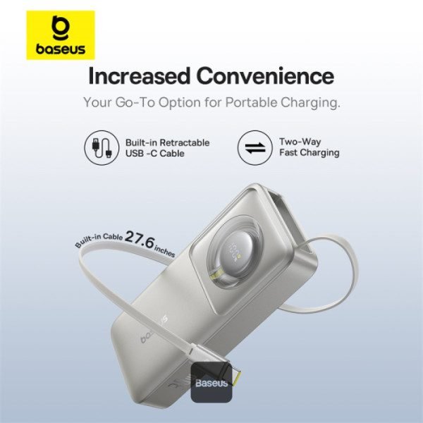 Baseus Free2Pull Power Bank w/Retractable USB-C Cable 10000mAh 30w - Image 4
