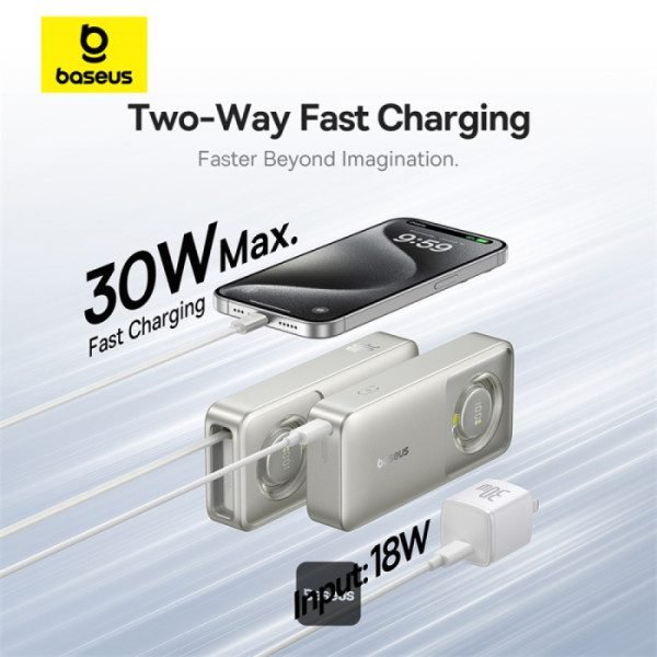 Baseus Free2Pull Power Bank w/Retractable USB-C Cable 10000mAh 30w - Image 5
