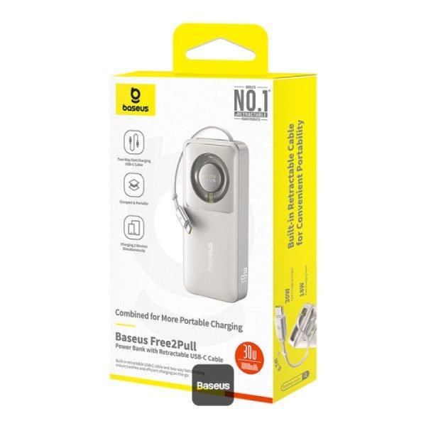 Baseus Free2Pull Power Bank w/Retractable USB-C Cable 10000mAh 30w - Image 8