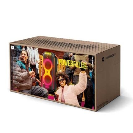 JBL PartyBox 710 Portable Indoor and Outdoor Party Speaker with Built-In Lights, IPX4 Splashproof Design, Deep Bass and Robust Wheels, in Black