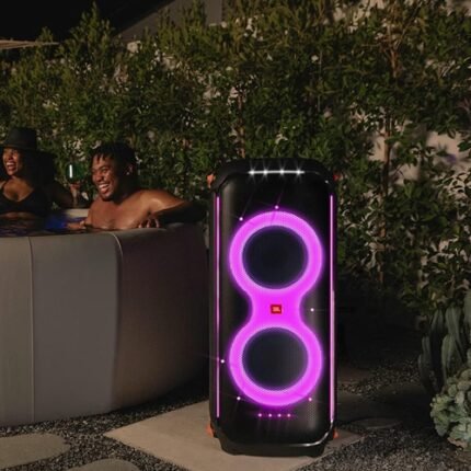 JBL PartyBox 710 Portable Indoor and Outdoor Party Speaker with Built-In Lights, IPX4 Splashproof Design, Deep Bass and Robust Wheels, in Black