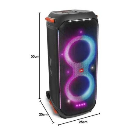 JBL PartyBox 710 Portable Indoor and Outdoor Party Speaker with Built-In Lights, IPX4 Splashproof Design, Deep Bass and Robust Wheels, in Black