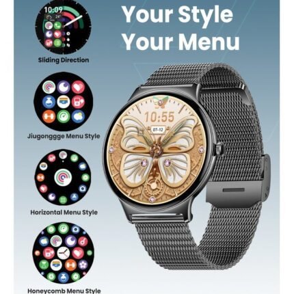 Moxedo Glory Smart Watch for Women 1.43” Amoled HD Display Fitness Watch Real Time Health Monitoring, 100+ Watch Faces, 120+ Sports Modes Fitness Activity Tracker for iOS and Android (Black)