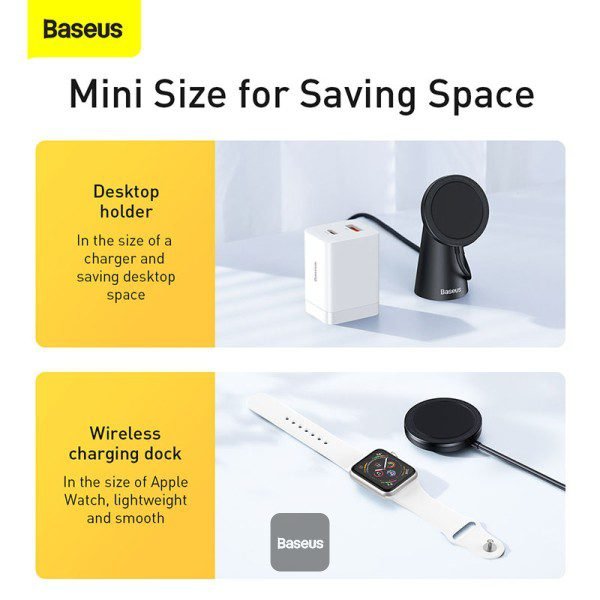 Baseus Magnetic Wireless Charger Phone Holder - Black - Image 6