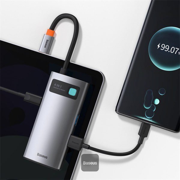 Baseus USB C Hub 4 in 1 Docking Station Adapter - Grey - Image 3