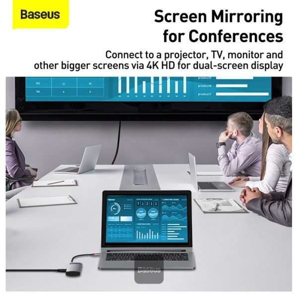 Baseus USB C Hub 4 in 1 Docking Station Adapter - Grey - Image 7