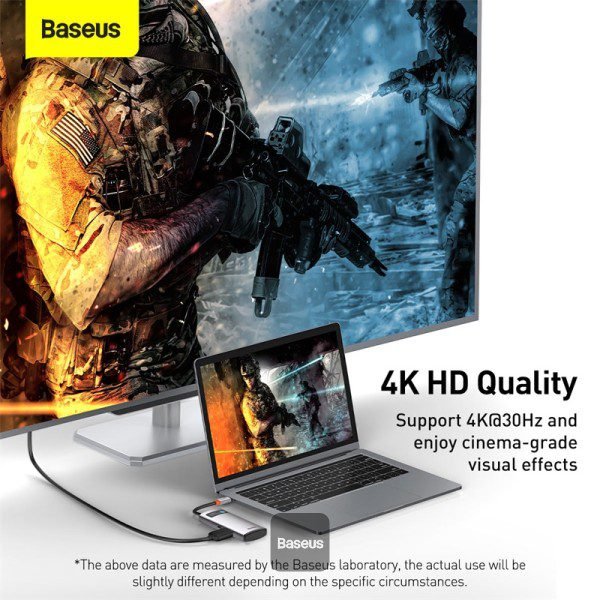Baseus USB C Hub 4 in 1 Docking Station Adapter - Grey - Image 8
