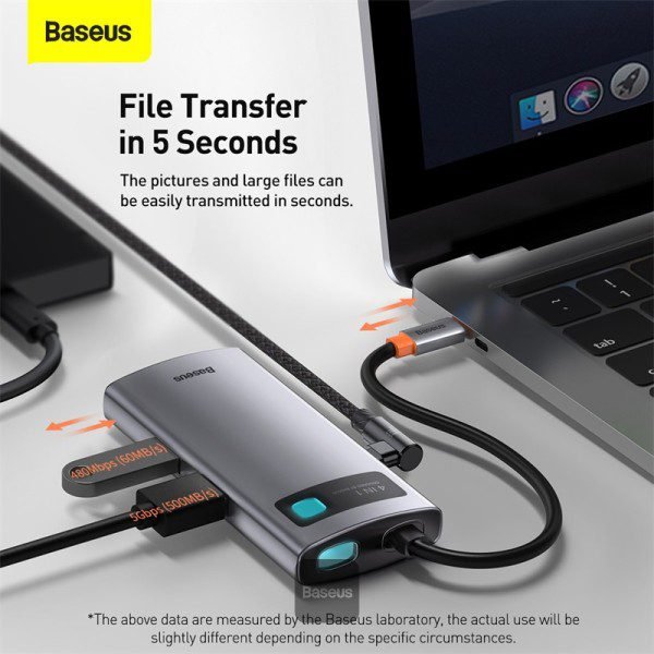 Baseus USB C Hub 4 in 1 Docking Station Adapter - Grey - Image 9