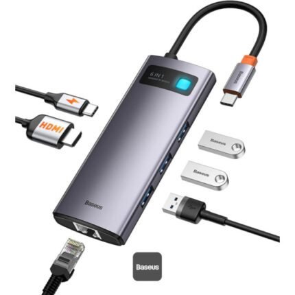 Baseus Metal Gleam Series 6-in-1 USB-C Hub  – Grey