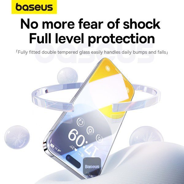 Baseus iPhone 15 Pro Max Premium Clear HD 9H Tempered Glass Screen Protector Full-Coverage with Easy Installation Kit (Diamond Series) - Image 4