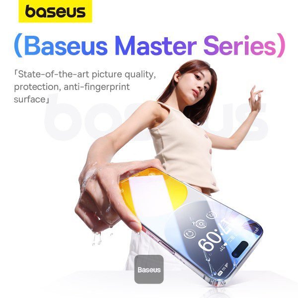 Baseus iPhone 15 Pro Max Premium Clear HD 9H Tempered Glass Screen Protector Full-Coverage with Easy Installation Kit (Diamond Series) - Image 5
