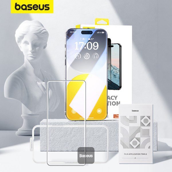 Baseus iPhone 15 Pro Max Premium Clear HD 9H Tempered Glass Screen Protector Full-Coverage with Easy Installation Kit (Diamond Series) - Image 7