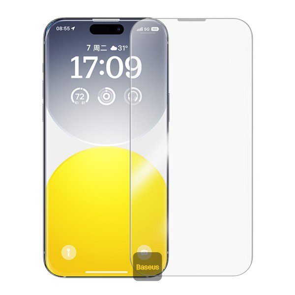Baseus iPhone 15 Pro Max Premium Clear HD 9H Tempered Glass Screen Protector Full-Coverage with Easy Installation Kit (Diamond Series)