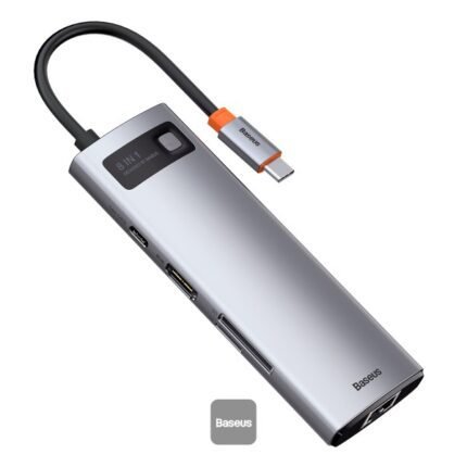 Baseus Metal Gleam Series 8-in-1 Multifunctional Type-C HUB Docking Station - Grey