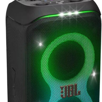 JBL PartyBox Stage 320 Portable Bluetooth Speaker, With Wheels, 5.4 Bluetooth, 240W, Splash Proof, Multi Speaker Connection, Dual Mic & Guitar Inputs, 18 Hours Max Playing Time, Black