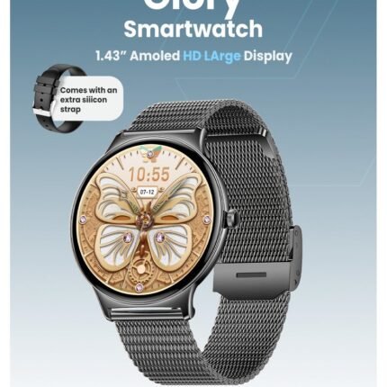 Moxedo Glory Smart Watch for Women 1.43” Amoled HD Display Fitness Watch Real Time Health Monitoring, 100+ Watch Faces, 120+ Sports Modes Fitness Activity Tracker for iOS and Android (Black)