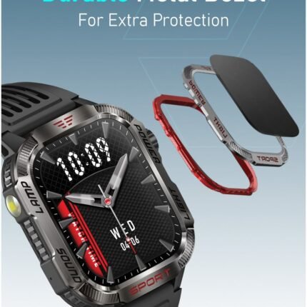 Moxedo Warrior Military Smart Watch with LED Flash Light 2.01 IPS HD Large Display Sport Smart Watch Bluetooth Calling, 100+ Watch Faces with Built-in Compass for Android and iOS (Black)