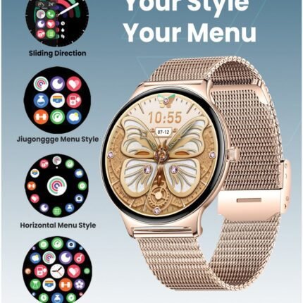 Moxedo Glory Smart Watch for Women 1.43” Amoled HD Display Fitness Watch Real Time Health Monitoring, 100+ Watch Faces, 120+ Sports Modes Fitness Activity Tracker for iOS and Android - Rose Gold