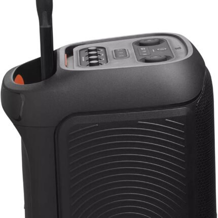 JBL PartyBox Stage 320 Portable Bluetooth Speaker, With Wheels, 5.4 Bluetooth, 240W, Splash Proof, Multi Speaker Connection, Dual Mic & Guitar Inputs, 18 Hours Max Playing Time, Black