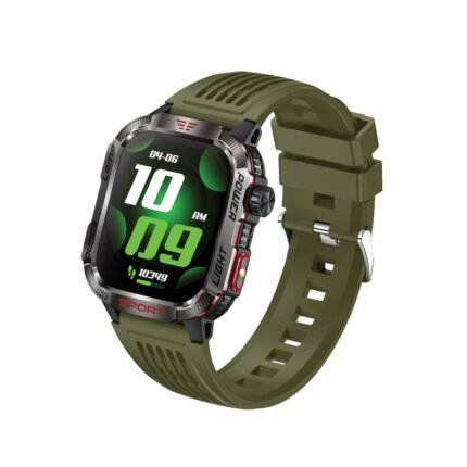 Moxedo Warrior Military Smart Watch with LED Flash Light 2.01 IPS HD Large Display Sport Smart Watch Bluetooth Calling, 100+ Watch Faces with Built-in Compass for Android and iOS- Green