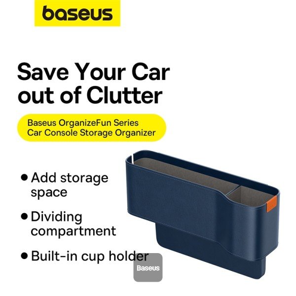 Baseus Car Seat Gap Organizer with Cup Holder – Front Driver & Passenger Side (Galaxy Blue) - Image 7